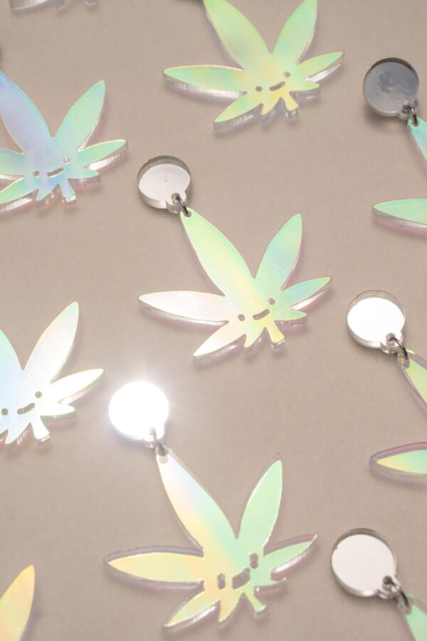 Holographic Weed Earrings